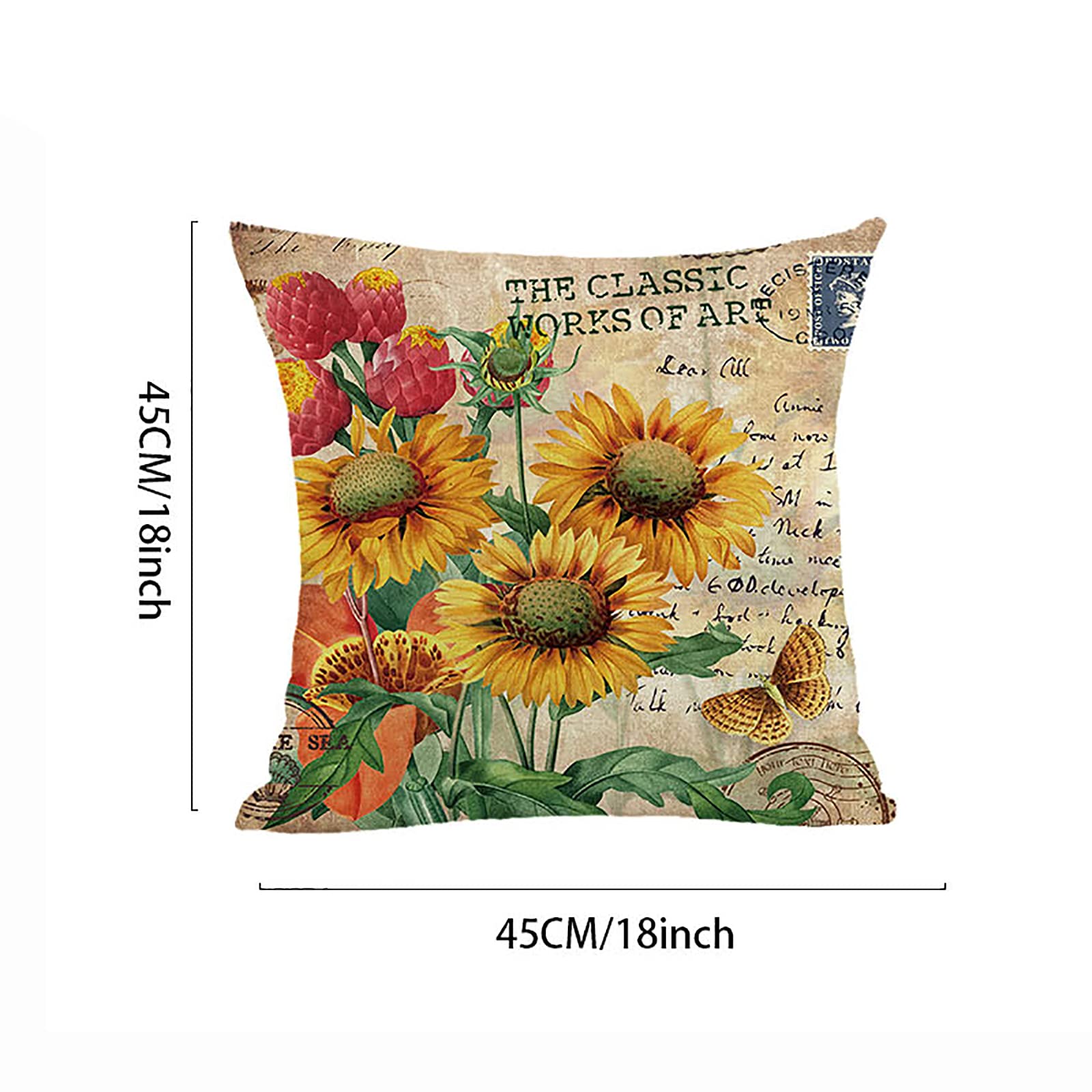 Amazon.co.jp: ひまわりクッションカバー 4枚 コットンリネン 正方形